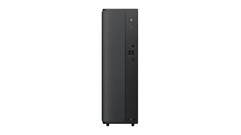 Front view of the computer tower highlighting its vertical shape Front view of the computer tower highlighting its vertical shape
