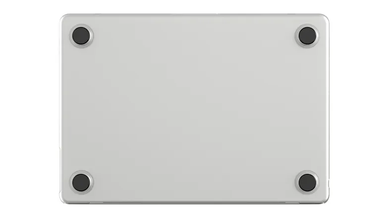Bottom view of the case with circular rubber feet Bottom view of the case with circular rubber feet