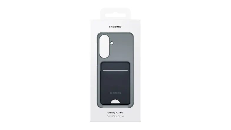 Retail box of the Samsung Card Slot Case for Samsung Galaxy A27 Retail box of the Samsung Card Slot Case for Samsung Galaxy A27