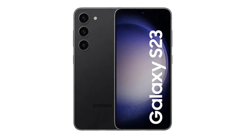 Samsung Galaxy S23 5G 128GB Smartphone in Black, shown from the front and rear Samsung Galaxy S23 5G 128GB Smartphone in Black, shown from the front and rear