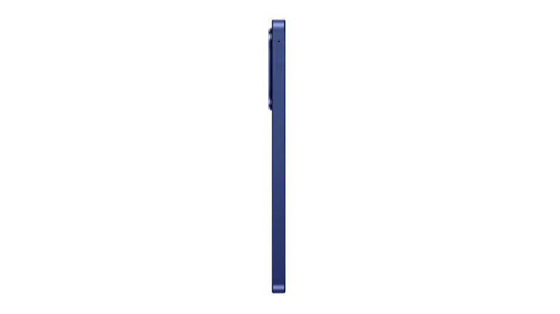 Left side profile view of a slim blue Samsung Galaxy A27 5G Left side profile view of a slim blue Samsung Galaxy A27 5G