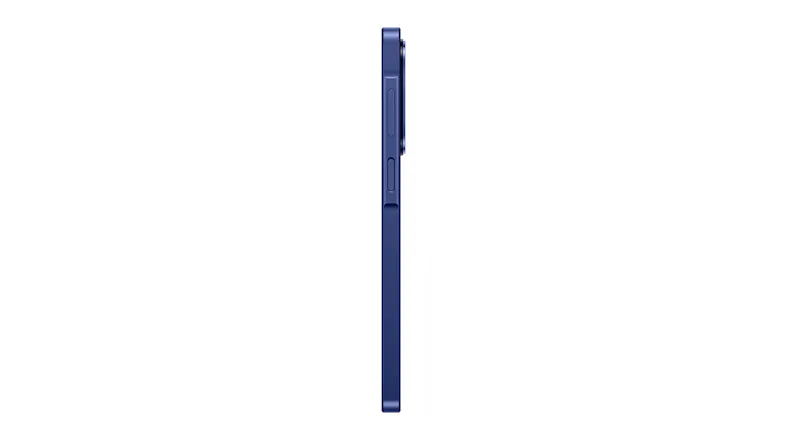 Slim right edge view of a modern Samsung Smartphone with blue finish Slim right edge view of a modern Samsung Smartphone with blue finish