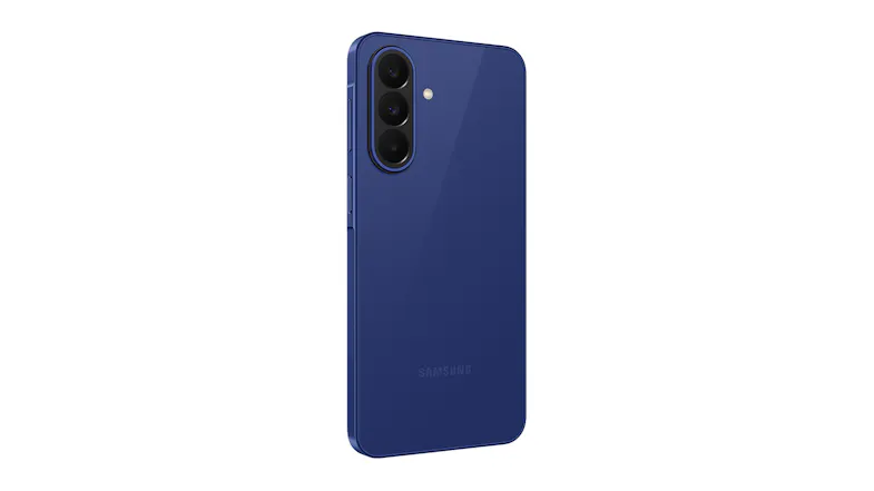 Angled back view of a Samsung Galaxy A27 5G smartphone, showcasing its triple cameras Angled back view of a Samsung Galaxy A27 5G smartphone, showcasing its triple cameras