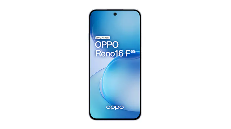 OPPO Reno16 F 5G 256GB Smartphone in a sleek pop white colour OPPO Reno16 F 5G 256GB Smartphone in a sleek pop white colour