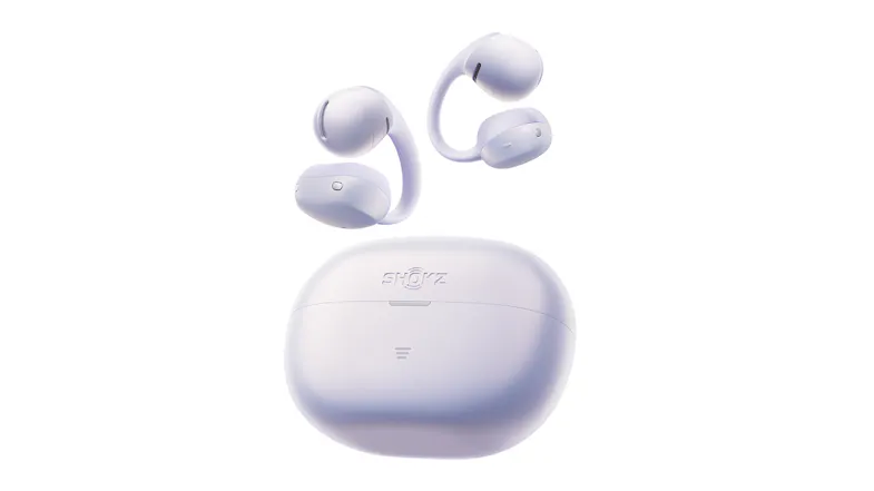 Shokz OpenDots Air True Wireless Open-Ear Headphones in a sleek purple colour Shokz OpenDots Air True Wireless Open-Ear Headphones in a sleek purple colour