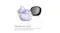Product presentation of earbuds in purple and black colour variations Product presentation of earbuds in purple and black colour variations