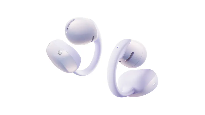 A pair of wireless earbuds showcasing a smooth texture A pair of wireless earbuds showcasing a smooth texture