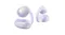 Close-up view of a pair of Shokz open-ear earbuds highlighting curved design Close-up view of a pair of Shokz open-ear earbuds highlighting curved design