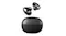 Closed charging case featuring two floating earbuds hovering overhead Closed charging case featuring two floating earbuds hovering overhead