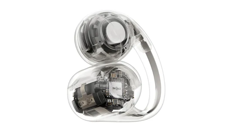 Transparent view of an earbud showing internal components Transparent view of an earbud showing internal components