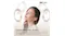 Floating layout of earbuds around a person featuring an audio theme Floating layout of earbuds around a person featuring an audio theme