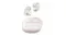 Front view of closed charging case with floating earbuds above Front view of closed charging case with floating earbuds above