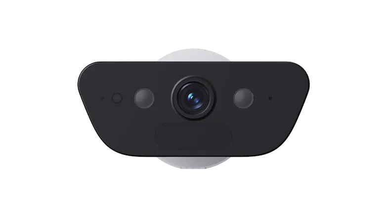 Front-facing image of the EZVIZ camera displaying the camera lens and integrated sensors Front-facing image of the EZVIZ camera displaying the camera lens and integrated sensors