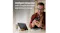 A man checking his phone next to a tablet, text reading "Intelligent integration with Google Assistant and Alexa" A man checking his phone next to a tablet, text reading "Intelligent integration with Google Assistant and Alexa"