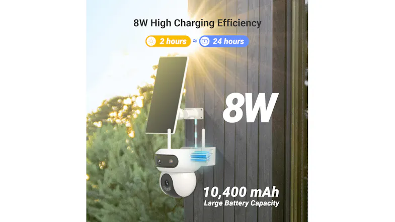 Promo graphic of the EZVIZ camera showcasing a 10,400 mAh battery Promo graphic of the EZVIZ camera showcasing a 10,400 mAh battery