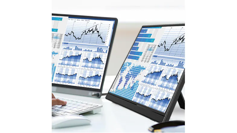 Side-by-side view of two portable monitors highlighting graphs Side-by-side view of two portable monitors highlighting graphs