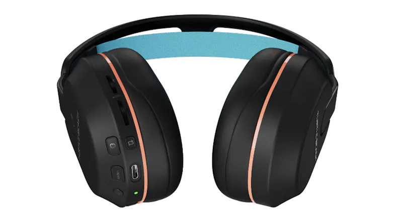Bottom view of the headset with USB-C charging port Bottom view of the headset with USB-C charging port