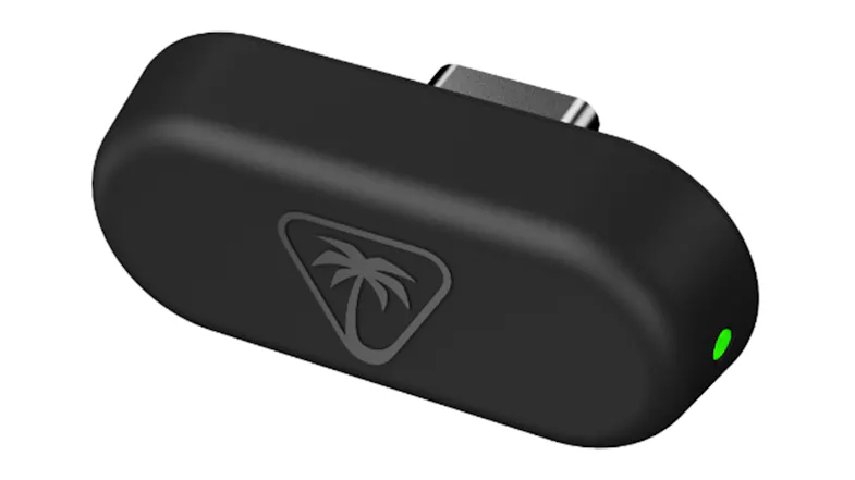 Perspective view of the USB dongle with green indicator light Perspective view of the USB dongle with green indicator light