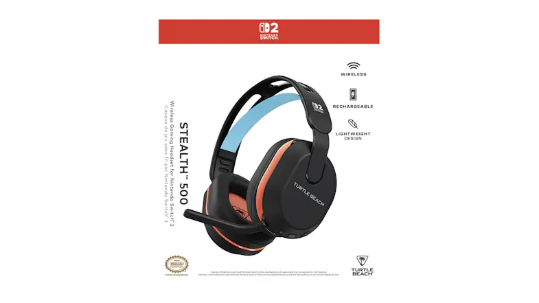 Retail box of the Turtle Beach headset with feature icons Retail box of the Turtle Beach headset with feature icons