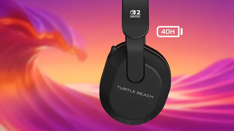 Promo graphic of the gaming headset with up to 40H battery life Promo graphic of the gaming headset with up to 40H battery life