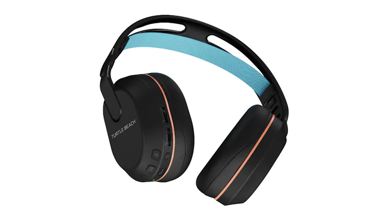 High-angle view of the Turtle Beach Stealth 500 featuring cushioned earcups High-angle view of the Turtle Beach Stealth 500 featuring cushioned earcups