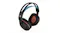 Perspective view of the wireless headset with orange accents Perspective view of the wireless headset with orange accents