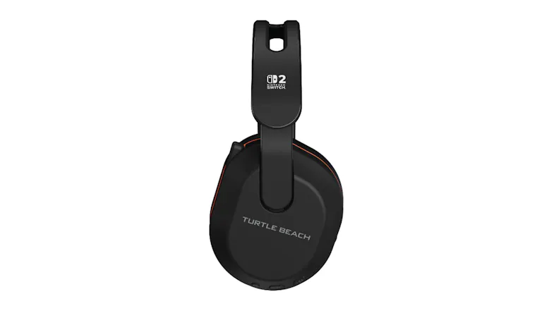 Left side view of the wireless headset with the Turtle Beach logo Left side view of the wireless headset with the Turtle Beach logo