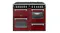 Front view of a garnet red Belling 110cm Freestanding Cooker with black control panel Front view of a garnet red Belling 110cm Freestanding Cooker with black control panel