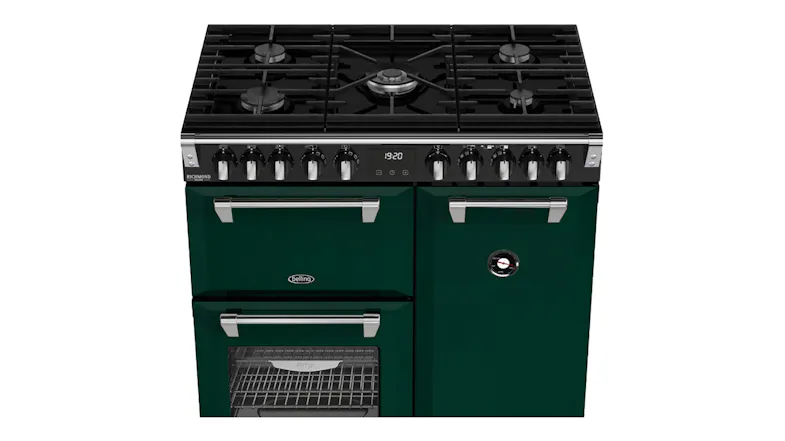 High-angle view of the oven with nifty handles and a temperature gauge High-angle view of the oven with nifty handles and a temperature gauge