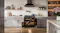Front view of an open oven showing food roasting inside Front view of an open oven showing food roasting inside