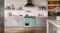 Lifestyle image of the Belling Freestanding Oven in Seafoam Blue installed in a spacious kitchen Lifestyle image of the Belling Freestanding Oven in Seafoam Blue installed in a spacious kitchen