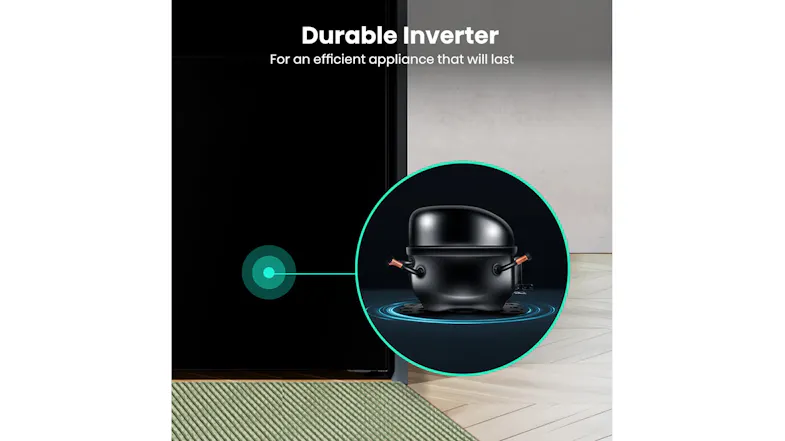 Feature graphic illustrating the Hisense inverter technology, designed to deliver energy-efficient cooling Feature graphic illustrating the Hisense inverter technology, designed to deliver energy-efficient cooling