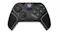 Front view of a black Victrix Pro BFG wireless controller for PlayStation featuring purple accents and textured grips Front view of a black Victrix Pro BFG wireless controller for PlayStation featuring purple accents and textured grips