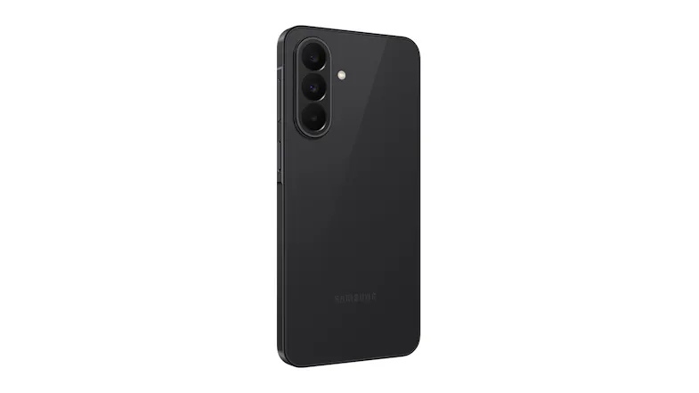 Rear left side view of the Galaxy A27 with the Samsung logo Rear left side view of the Galaxy A27 with the Samsung logo