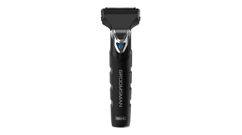 Wahl Groomsman cordless grooming trimmer with foil shaver attachment and illuminated power button Wahl Groomsman cordless grooming trimmer with foil shaver attachment and illuminated power button