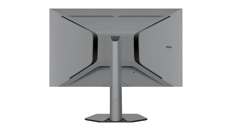 Rear view of the QD-Mini LED monitor, featuring a geometric panel design Rear view of the QD-Mini LED monitor, featuring a geometric panel design