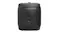 Rear view of the black speaker showing the textured back panel and integrated portable design Rear view of the black speaker showing the textured back panel and integrated portable design