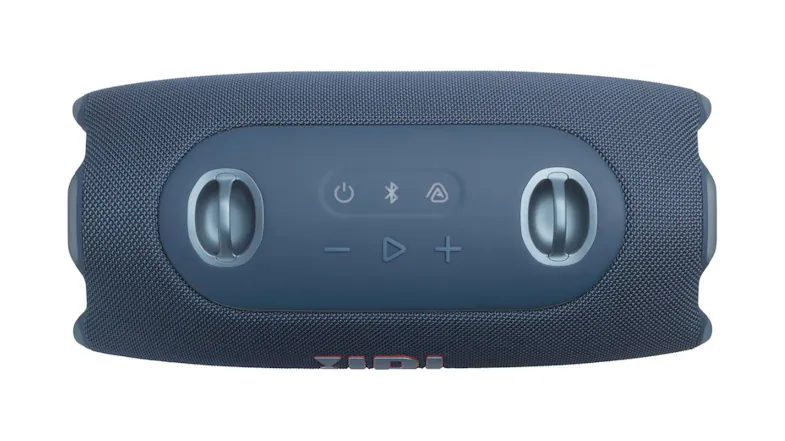 Rear view of the JBL Xtreme 5 speaker displaying the control and connectivity panel with buttons Rear view of the JBL Xtreme 5 speaker displaying the control and connectivity panel with buttons