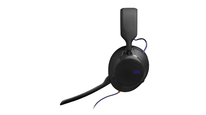 Left side view of the JBL headset with attached microphone Left side view of the JBL headset with attached microphone