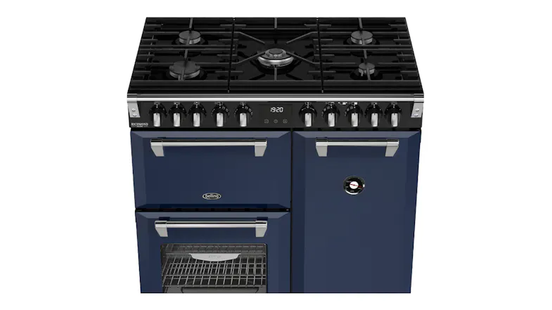 High-angle view of the oven with nifty handles and a temperature gauge High-angle view of the oven with nifty handles and a temperature gauge