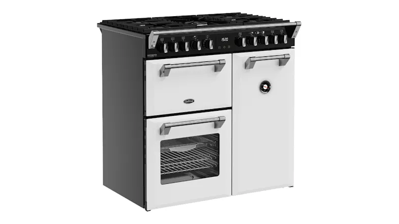 Angled side view of the Belling cooker with digital display Angled side view of the Belling cooker with digital display