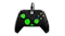 A black wired Xbox controller featuring vibrant green thumbsticks, D-pad, and accents A black wired Xbox controller featuring vibrant green thumbsticks, D-pad, and accents