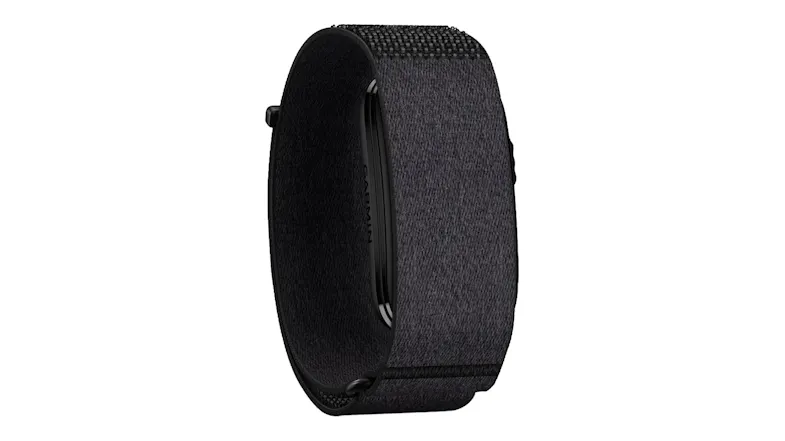 A right-facing angled front view of the cirqa smart band A right-facing angled front view of the cirqa smart band