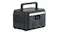 Angled left-front view of a compact portable power station with a carry handle, display, and power outlets Angled left-front view of a compact portable power station with a carry handle, display, and power outlets