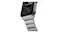 Close-up of a Nomad titanium Apple Watch case and brushed silver metal link band attachment Close-up of a Nomad titanium Apple Watch case and brushed silver metal link band attachment