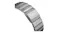 Close-up of a silver metal link band clasp with a brushed titanium finish and Nomad branding Close-up of a silver metal link band clasp with a brushed titanium finish and Nomad branding