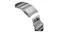 Close-up of a silver titanium watch band clasp with a magnetic lock mechanism and Nomad branding Close-up of a silver titanium watch band clasp with a magnetic lock mechanism and Nomad branding