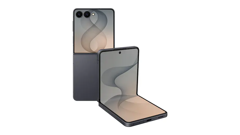 Front view of the Galaxy Z Flip8 shown in both folded and unfolded positions Front view of the Galaxy Z Flip8 shown in both folded and unfolded positions