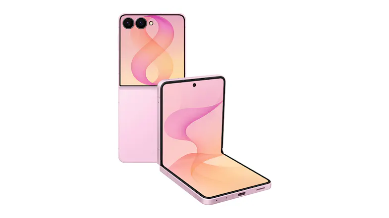 Front view of the Galaxy Z Flip8 shown in both folded and unfolded positions Front view of the Galaxy Z Flip8 shown in both folded and unfolded positions