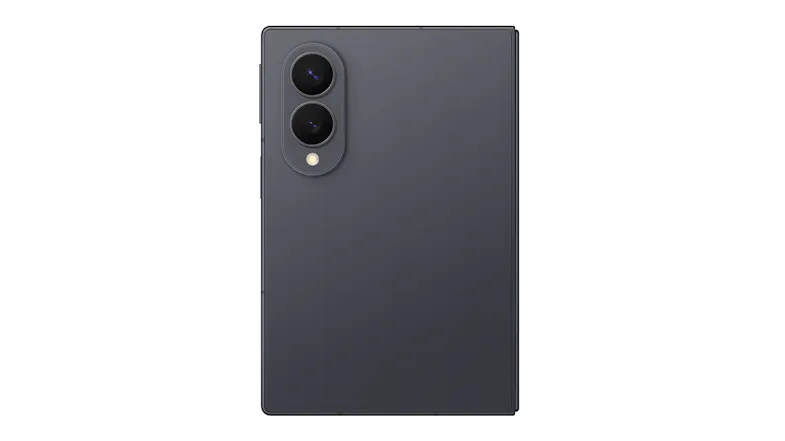 Rear view of the folded smartphone showcasing smooth edges Rear view of the folded smartphone showcasing smooth edges
